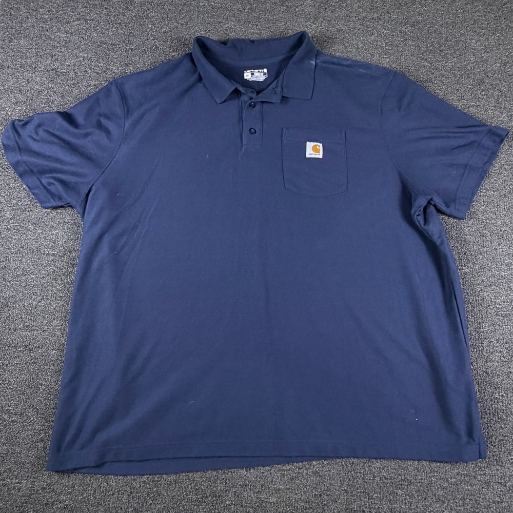 Carhartt Polo Shirt Mens 3XL K570 NVY Loose Fit Navy Blue Pocket EUC